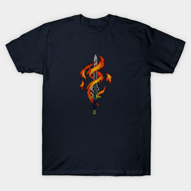 Flaming Sword T-Shirt by Invisible_Dragon